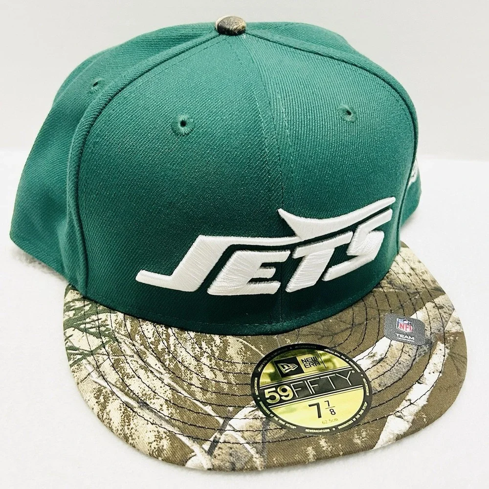 New Era New‎ York Jets 2-Tone Camo 59FIFTY Fitted Hat Cap 7 7/8 Green NFL